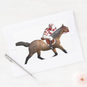 Sticker Rectangulaire Cheval Racing Jockey et Horse (Enveloppe)