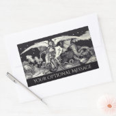 Sticker Rectangulaire Chevalier médiéval et dragon noir et blanc (Enveloppe)