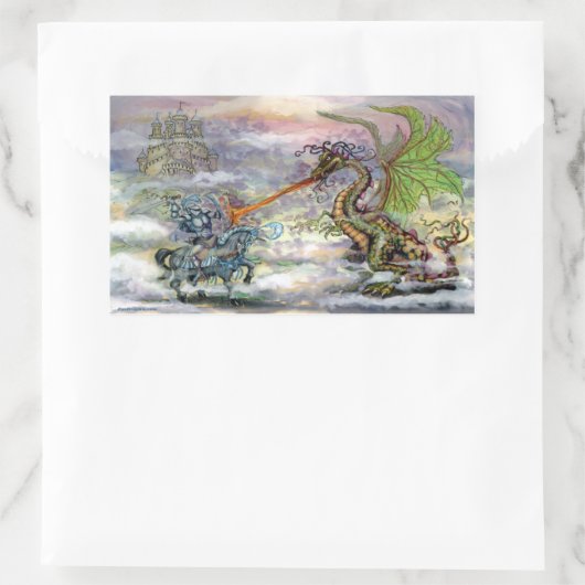 Sticker Rectangulaire Chevalier n Dragon (Sac)