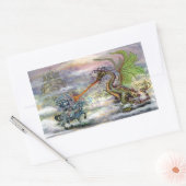 Sticker Rectangulaire Chevalier n Dragon (Enveloppe)