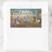 Sticker Rectangulaire Chevaliers en tournoi de joute en vert et rouge (Sac)