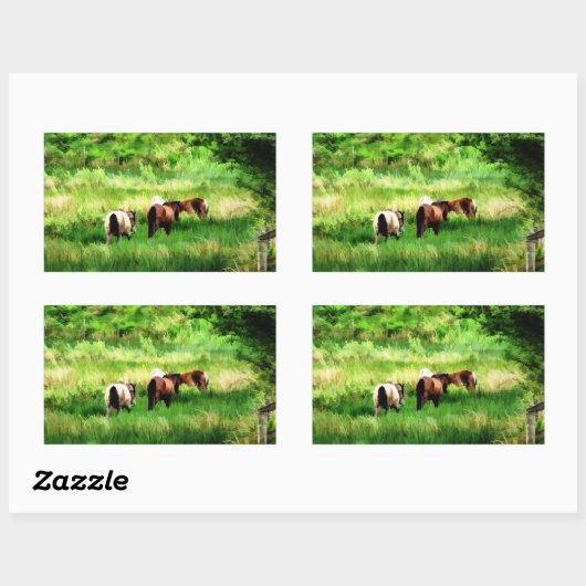 STICKER RECTANGULAIRE CHEVAUX (Feuille)
