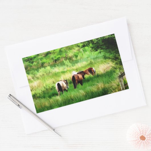 STICKER RECTANGULAIRE CHEVAUX (Enveloppe)