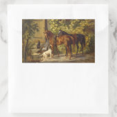 Sticker Rectangulaire Chevaux à la Porche (Sac)