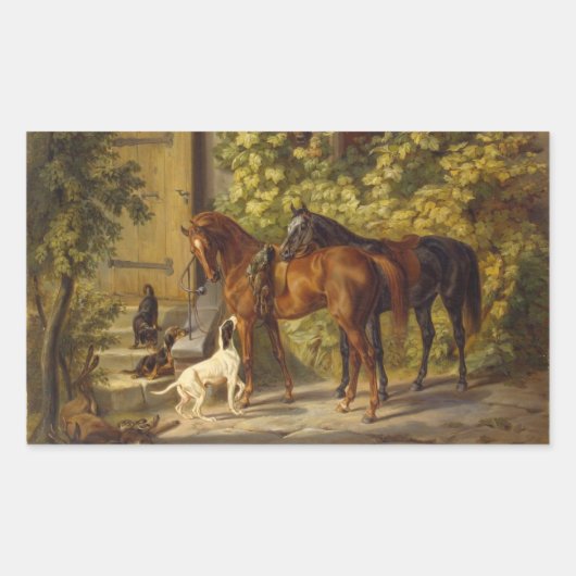 Sticker Rectangulaire Chevaux à la Porche (Devant)