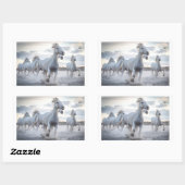 Sticker Rectangulaire Chevaux blancs (Feuille)