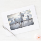 Sticker Rectangulaire Chevaux blancs (Enveloppe)