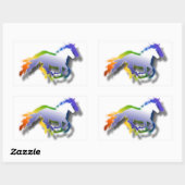 Sticker Rectangulaire Chevaux de course 3D (Feuille)