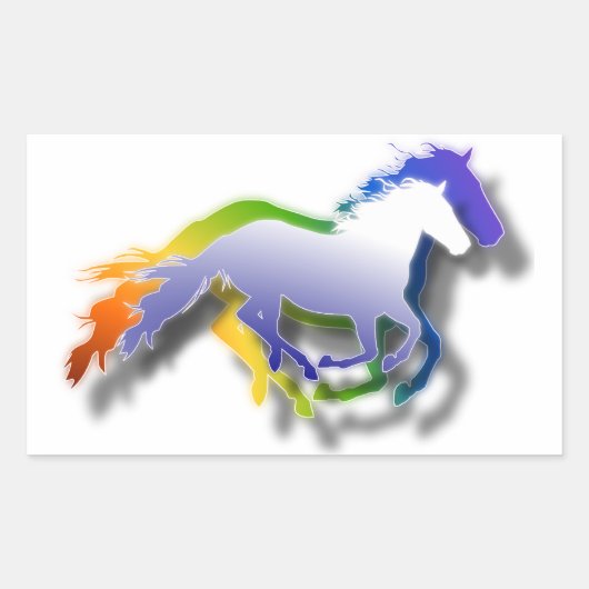 Sticker Rectangulaire Chevaux de course 3D (Devant)