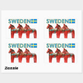 Sticker Rectangulaire Chevaux de Dala Suède (Feuille)