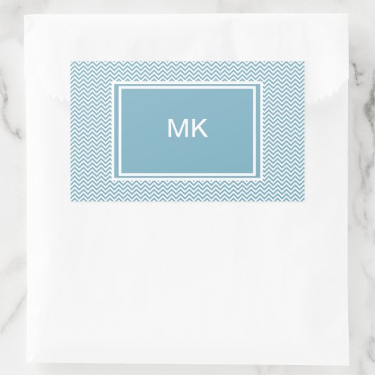 Sticker Rectangulaire Chevron bleu avec Monogramme (Sac)
