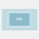 Sticker Rectangulaire Chevron bleu avec Monogramme (Devant)