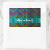Sticker Rectangulaire chevron damassé coloré (Sac)