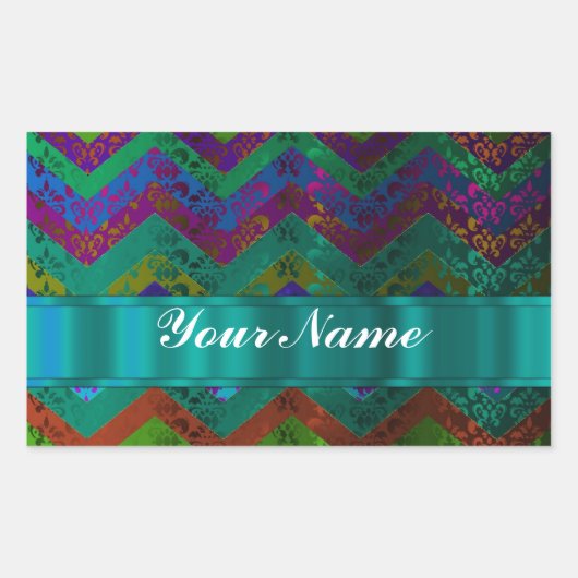 Sticker Rectangulaire chevron damassé coloré (Devant)