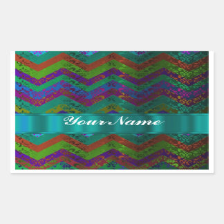 Sticker Rectangulaire chevron damassé coloré