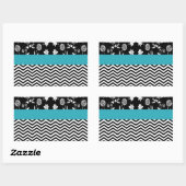 Sticker Rectangulaire chevron floral bleu (Feuille)