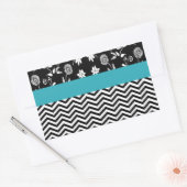 Sticker Rectangulaire chevron floral bleu (Enveloppe)