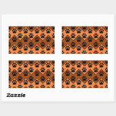 Sticker Rectangulaire Chevron Orange Brown Avec Motif Paw Chien (Feuille)