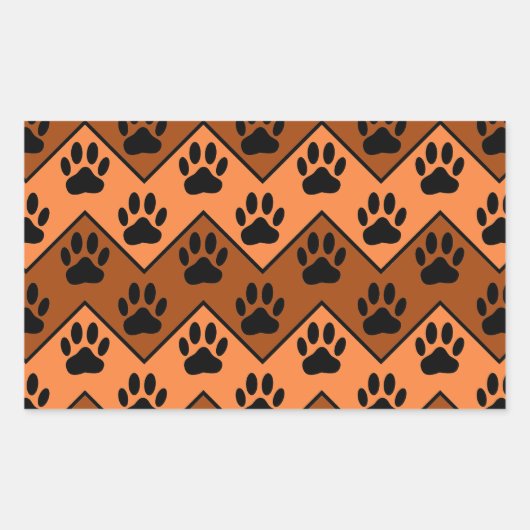 Sticker Rectangulaire Chevron Orange Brown Avec Motif Paw Chien (Devant)
