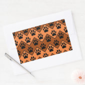 Sticker Rectangulaire Chevron Orange Brown Avec Motif Paw Chien (Enveloppe)