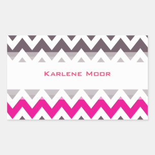 Sticker Rectangulaire chevron rose et gris