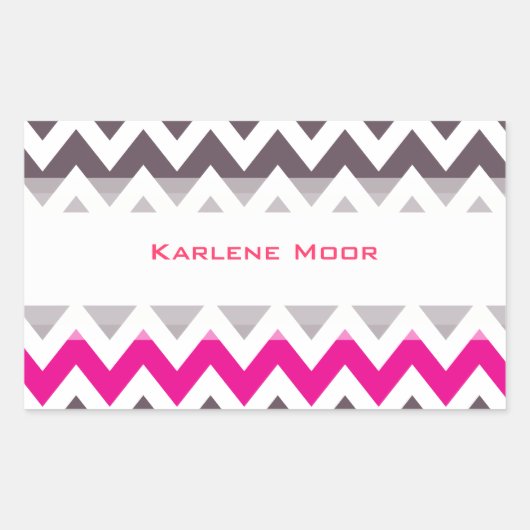 Sticker Rectangulaire chevron rose et gris (Devant)