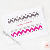 Sticker Rectangulaire chevron rose et gris (Enveloppe)