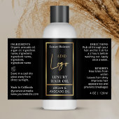 Sticker Rectangulaire Chic Black & Gold Logo 4 OZ Cosmetic Bottle Étique