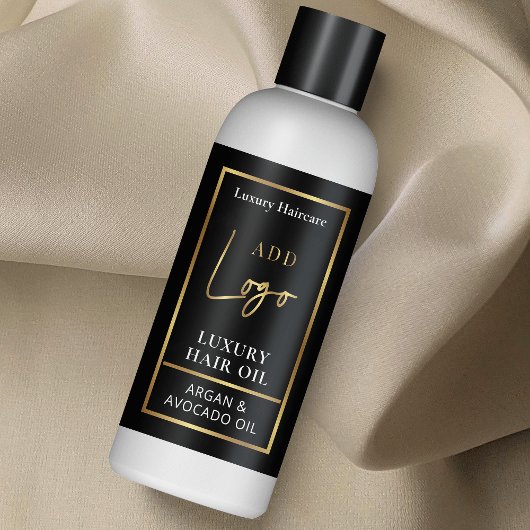 Sticker Rectangulaire Chic Black & Gold Logo 4 OZ Cosmetic Bottle Étique