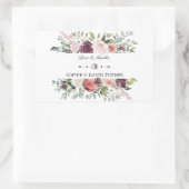 Sticker Rectangulaire Chic Bourgogne Blush Ivory Floral Mariage (Sac)
