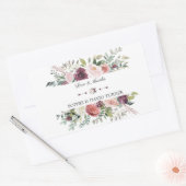 Sticker Rectangulaire Chic Bourgogne Blush Ivory Floral Mariage (Enveloppe)
