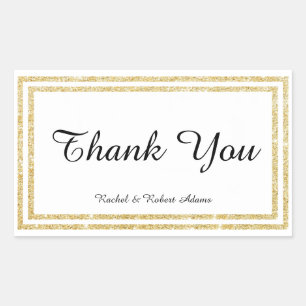 Sticker Rectangulaire Chic Faux Gold Glittered Trim - Stick Rectangle