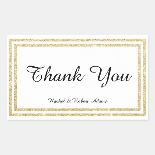 Sticker Rectangulaire Chic Faux Gold Glittered Trim - Stick Rectangle (Devant)