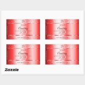 Sticker Rectangulaire Chic Ruby Rouge Parties scintillant douce Étiquett (Feuille)