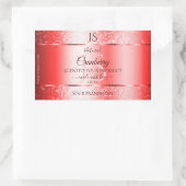 Sticker Rectangulaire Chic Ruby Rouge Parties scintillant douce Étiquett (Sac)