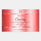 Sticker Rectangulaire Chic Ruby Rouge Parties scintillant douce Étiquett (Devant)