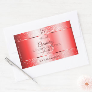 Sticker Rectangulaire Chic Ruby Rouge Parties scintillant douce Étiquett