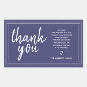 Sticker Rectangulaire Chic Script Merci & Message Personnel Bleu Nuit (Devant)