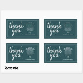 Sticker Rectangulaire Chic Script Merci & Message Personnel Sarcelle Pro (Feuille)