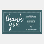Sticker Rectangulaire Chic Script Merci & Message Personnel Sarcelle Pro (Devant)