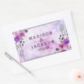 Sticker Rectangulaire Chic violet Floral & Argent Cadre Mariage Monogram (Enveloppe)