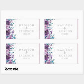 Sticker Rectangulaire Chic violet floral et Mariage argenté (Feuille)