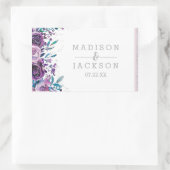 Sticker Rectangulaire Chic violet floral et Mariage argenté (Sac)