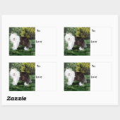 Sticker Rectangulaire Chien Art vieux anglais Sheepdog Custom (Feuille)
