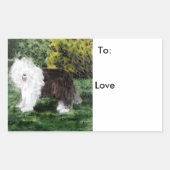 Sticker Rectangulaire Chien Art vieux anglais Sheepdog Custom (Devant)