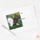 Sticker Rectangulaire Chien Art vieux anglais Sheepdog Custom (Enveloppe)