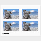 Sticker Rectangulaire Chien chiot américain Pitbull Terrier (Feuille)