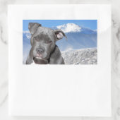 Sticker Rectangulaire Chien chiot américain Pitbull Terrier (Sac)