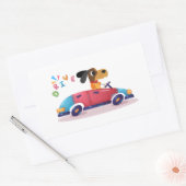 Sticker Rectangulaire Chien conduisant une voiture (Enveloppe)