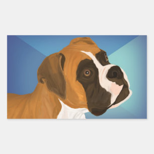 Sticker Rectangulaire Chien de boîte Brown peint numérique sur Arrière -